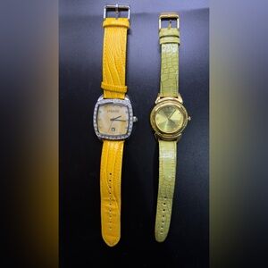 JOAN RIVERS COLLECTIBLE WATCHES SET OF 2 Yellow Green